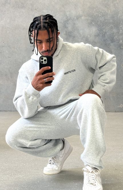 Core Classic White Fox Oversized Hoodie Dark Grey Marle
