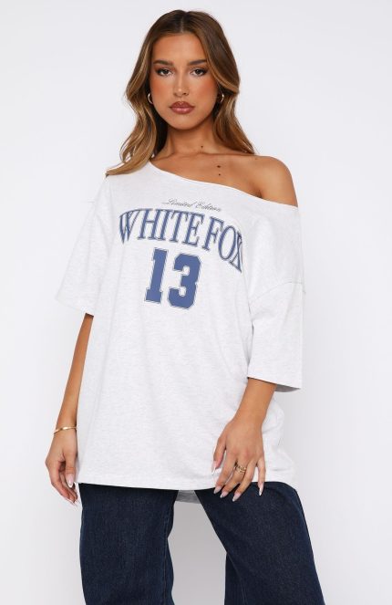 White Fox Oversized Tee Grey Marle
