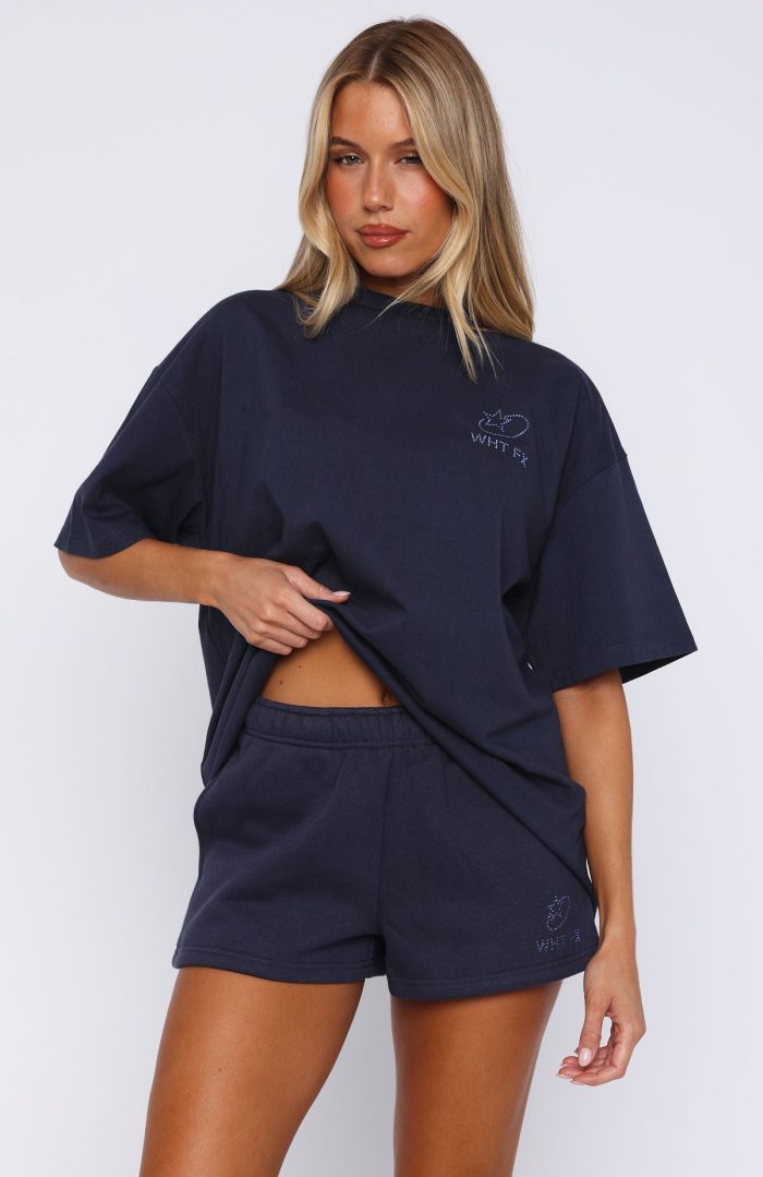 Always Shining White Fox Lounge Shorts Navy